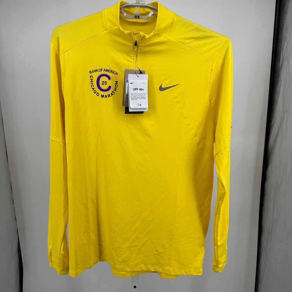 Nike Chicago Marathon 2025 Element 1/4 Zip Top Mens M Yellow BofA UPF 40+ Active